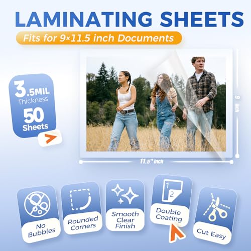 3.5Mil Thermal Laminating Pouches 8.5 x 11 Inches 50Pack - size: 8.5"x11.5", style: 3.5Mil_50Pack
