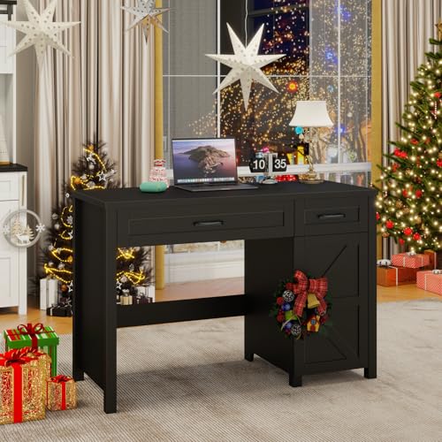 Vabches Farmhouse 47" Executive Desk with Drawers, Pure Black - color: Pure Black, size: 47"W