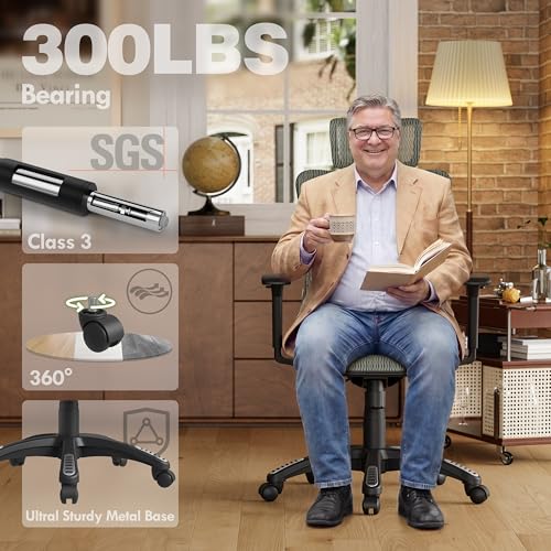 ELABEST Mesh Office Chair,Ergonomic Computer Desk Chair,Sturdy Task Chair- Adjustable Lumbar Support & Armrests,Tilt Function,Comfort Wide Seat,Swivel Home Office Chair (Eucalyptus) - color: Eucalyptus