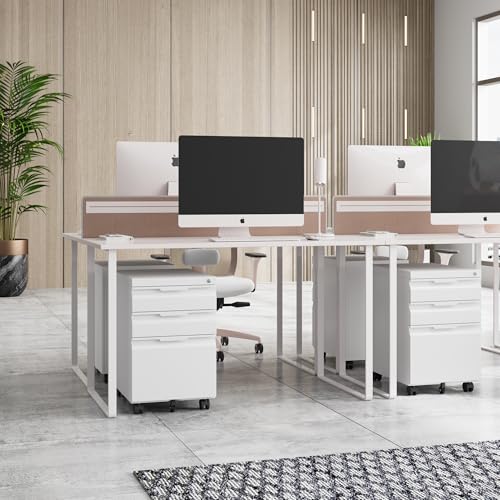 3 Drawer Mobile File Cabinet with Lock, Rolling File Cabinet with Wheels - color: White, size: 3 Drawer
