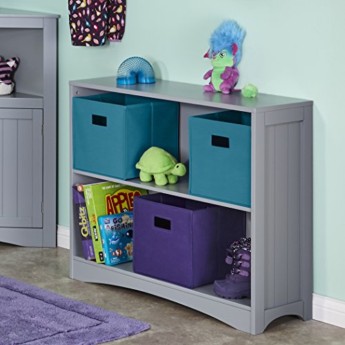 RiverRidge Kids Horizontal Bookcase with 2 Storage Book Shelves - Gray - color: Grey