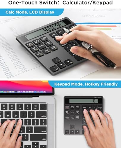 JOYEKY Wireless Number Pad Bluetooth Numeric Keypad for Laptop | Number Pad for Laptop,USB-C Rechargeable,34-Keys Bluetooth Numeric Keypad - size: L329
