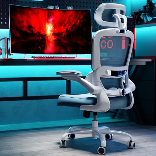 TRALT Office Chair Ergonomic Desk Chair - Gaming Chair with Lumbar Support | 330 LBS Home Office Desk Chairs with Headrest, Reading Chair with Flip-up Armrests, Comfortable Computer Chairs (1, Sky Blue) - color: Sky Blue
