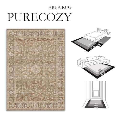 2x3 Brown Entryway Rug Vintage Area Carpet Indoor Kitchen Washable Door Mat Entrance Small Low Pile Traditional Distressed Retro Accent Throw Boho Rug Non Slip Office Bathroom