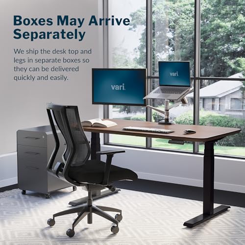 Vari Classic Electric Standing Desk – 60x30 – Walnut/Black - color: Walnut Top / Black Legs, size: 60 in x 30 in