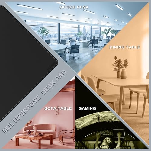 CENNBIE Leather Desk Mat Protector, 35.5" x 16" Office Desk Pad (Black) - color: Black, size: 35.5" x 16"
