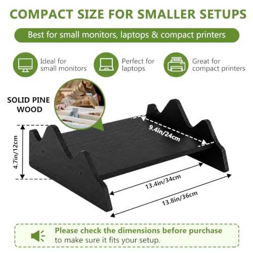 Wenqik Solid Pine Wood Laptop Riser, 14.2" Wooden Laptop Stand for Desk - style: Mountains Design