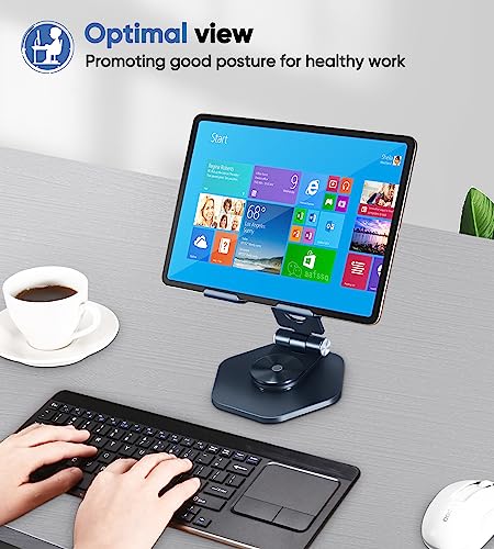 Aluminum Tablet Stand, 360° Swivel for 5–12.9in Devices, Dark Grey - color: Dark grey