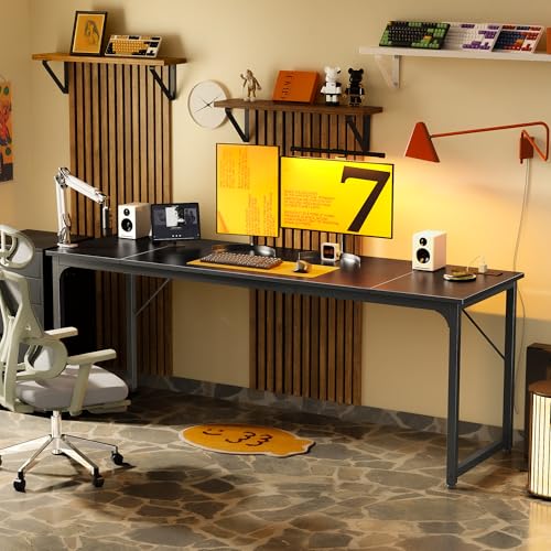 PRAISUN 80 X 24 Inch Computer Desk, Power Outlets, USB-C, Black - color: Black, size: 80inch