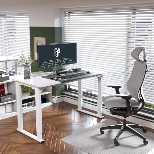 FLEXISPOT 4-Leg Standing Desk, 55"x28", Electric Height Adjustable, White - size: 55"x28"