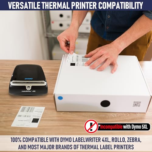 Dasher Products Thermal Shipping Labels Compatible with Dymo LabelWriter 4XL 1744907 4x6 Internet Postage Labels, Water Resistant, Strong Adhesive, Perforated, 220 per Roll, NOT for 5XL (4 Pack) - style: 4XL - 4 Rolls