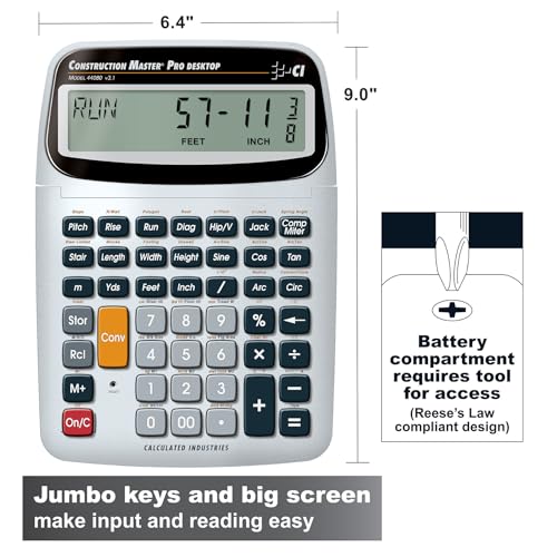 Calculated Industries 44080 Construction Master Pro-Desktop Advanced Construction Math Feet-Inch-Fraction Calculator with Trig Tool for Architects, Estimators, Contractors, Builders and Remodelers | Advanced Construction Math, Feet-Inch-Fraction, Trig Too