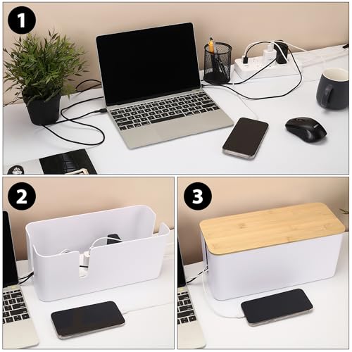 ZhiYo Large Cable Management Box, Thick ABS Power Strip Organizer, Black - color: Black, size: Large