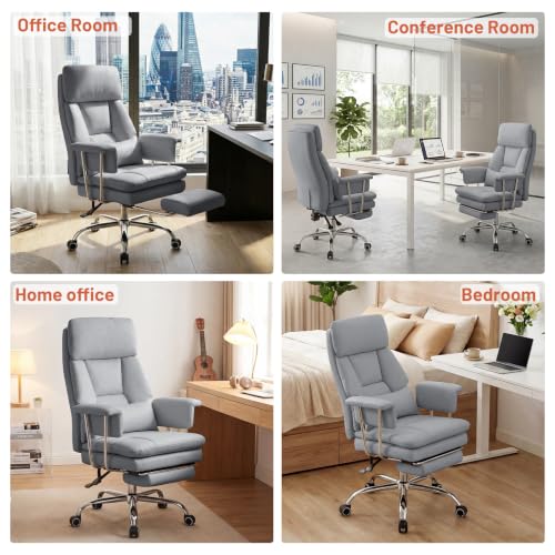 Ergonomic Home Office Desk Chair, Heavy Duty Executive Chair with Footrest - color: Grey