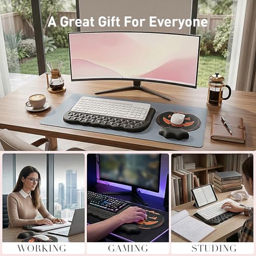 Tsciute Keyboard Stand with Wrist Rest, Pumpkin Mouse Pad & Bat Wrist Rest - color: Black