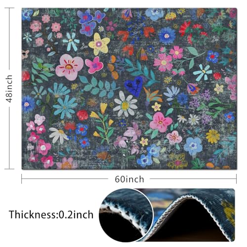 Office Chair Mat for Hardwood & Tile Floor,Boho Floral 60"x48" Office Computer Chair Mat for Rolling Chairs,Under Desk Non Slip Gaming Rug,Rubber Backing Large Low-Pile Carpet Protector Mat(Cyanblue) - color: Cyanblue, size: 60"*48"