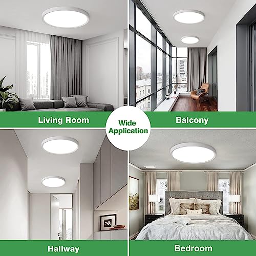 9Inch 6PK White LED Flush Mount Ceiling Light,18W,1860LM, 3CCT Selectable | 3000K/4000K/6000K CCT Selectable, White Close to Ceiling Round Flat Panel Light, Super Slim LED Ceiling Light for Bedroom - color: White, size: 9"-6PK