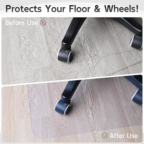Office Chair Mat, 72" x 46" Clear Computer/Desk Chair Mat for Hardwood Floor, Thicker, Easy Glide, Non-Slip, Protects Hard Surfaces from Scratches, Ideal for Home or Office - color: Translucent, size: 46" x 72" Rectangular