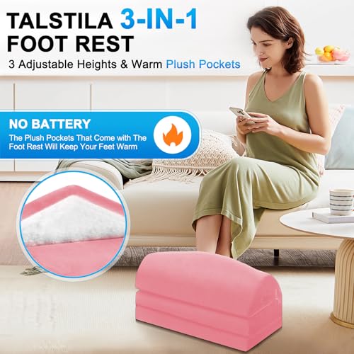 TALSTILA Foot Rest for Under Desk at Work, Under Desk Footrest, Ergonomic 3 Adjustable Heights Footrest, Footrest with Feet Warm Pocket, for Office Desk & Office Chair - Back & Leg Hip Pain Relief