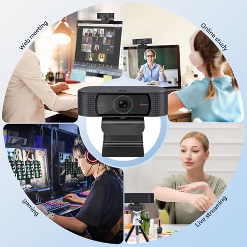 Angetube 1080P Streaming Camera,Computer PC Camera with Privacy Cover | 2 Mics, Plug & Play, USB C Adapter,Student Webcam for Teams/Meeting/Online Class, College Dorm Back to School Essential