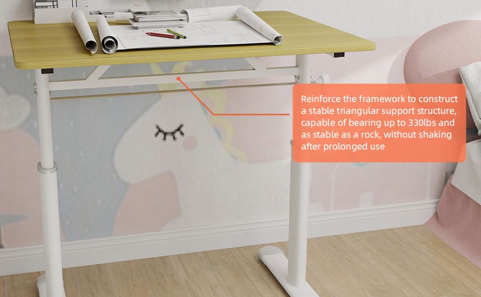 31" Height Adjustable Study Desk Ergonomic Compact, Wood | Manual Standing|Mobile Foldable|Home Office|Kids Adults|Small Gaming|Bedroom Livingroom Minimalist|Walking Pad Ready - color: 31"+wood