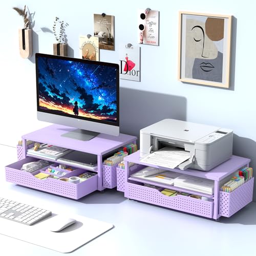 Spacrea Desk Organizers and Accessories, Printer Stand with Storage, Purple - color: Purple