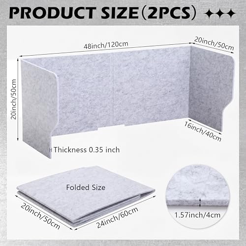 2 Pcs Large Desk Divider Foldable U Privacy Partition 48"L x 20"H - size: 48"L x 20"H, style: Elegant
