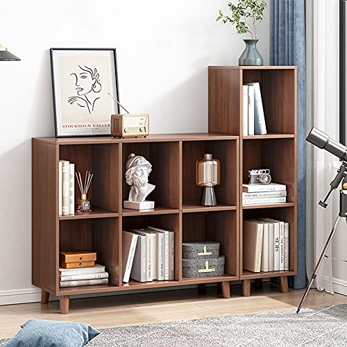 IOTXY Open Cubes Low Bookcase - 2-Tier 6-Cube Short Bookshelf in Walnut - color: Walnut, size: 2-Tier 6-Cubes