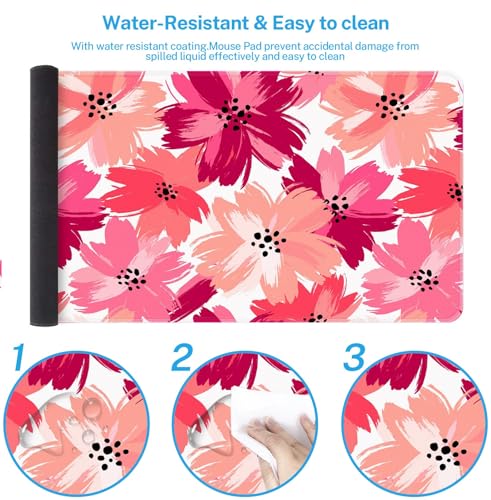 Large Mouse Pad, Mouse Pad, 31.5 x 15.7 Inch, Floral Flower Pink | Abstract Non-Slip Desk Pad Keyboard and Mouse Desk Mat for Gamer, Office & Home - color: Abstract Pink Flower