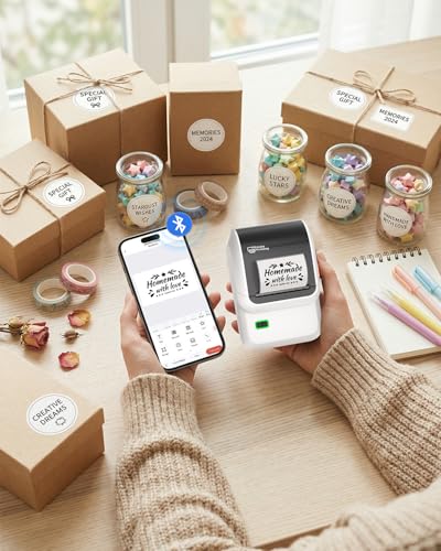 Ponek Label Makers, Bluetooth Thermal Sticker Printer with 6000+ Templates - color: White