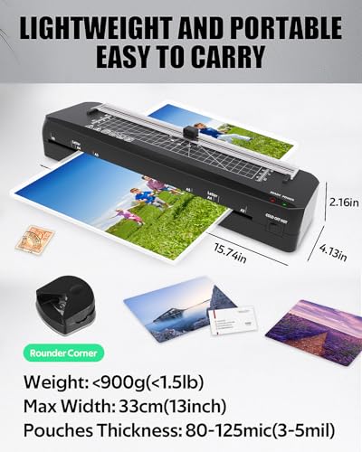 Laminator A3 Laminator Machine with Built-in Trimmer, 70s Fast Warm-up, 13 Inches Cold and Thermal Laminating with 20 Laminating Sheets, Portable Laminating Machine for Home Office School Use
