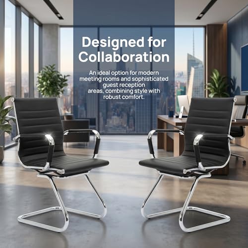 HNY 2-Pack PU Leather Office Guest Chairs - color: Black, size: 2 PCS