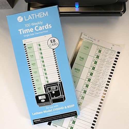 Lathem Weekly Employee Time Card Pack, 100 Count (E8-100) - size: 8 1/2 x 3 3/4 inches