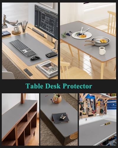 Light Gray Plastic Table Cover Protector, 36" x 60" PVC Desk Pad Mat - color: Light Gray, size: 36" x 60"