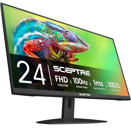 Sceptre Prime 24-inch Gaming Monitor 100Hz 1ms DisplayPort HDMI x2 100% sRGB AMD FreeSync Build-in Speakers, Eye Care Frameless Machine Black 2025 (E248W-FW100T) | 100Hz 1ms DisplayPort HDMI x2 100% sRGB AMD FreeSync Build-in Speakers, Eye Care Frameless