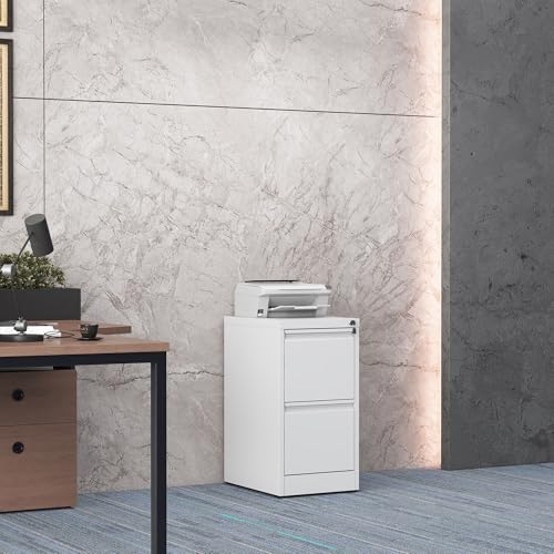 2 Drawer File Cabinet for Home Office, Vertical Filing Cabinet | Metal Lockable File Cabinet for Storage, Ideal for Legal/Letter/A4 Files, 28.8"H x 17.7"D x 15.2"W, Require Assembly, White - color: White, size: 28.8"H - 2 Drawer