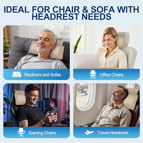 Recliner Pillow, Adjustable Neck & Head Support Pillow - color: Beige