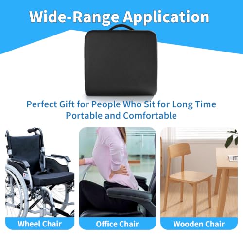 YOUFI Extra Thick Large Seat Cushion -19 X 17.5 X 4 Inch Gel Memory Foam Cushion with Carry Handle Non Slip Bottom - Pain Relief Coccyx Cushion for Wheelchair Office Chair (Black (1PACK)) - color: Black (1pack)