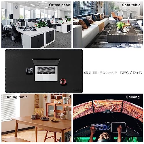 CENNBIE Leather Desk Mat Large, 43.6" x 23.6" Extended Mouse Pad (Black) - color: Black, size: 23.6" x 43.6"