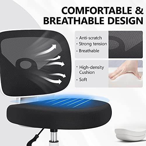 Primy Armless Mid-Back Ergonomic Standing Desk Chair - Mesh Rolling Tall Chair, Adjustable Height and Footring, Art Room, Office or Home (White) - color: White, size: PR777-Z