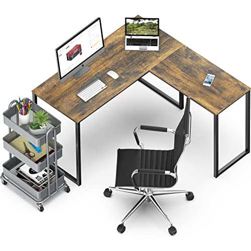 SHW Mission 48 x 48 L-Shape Home Office Computer Desk, Rustic Brown - color: Rustic Brown, size: 48-Inch L-Shaped