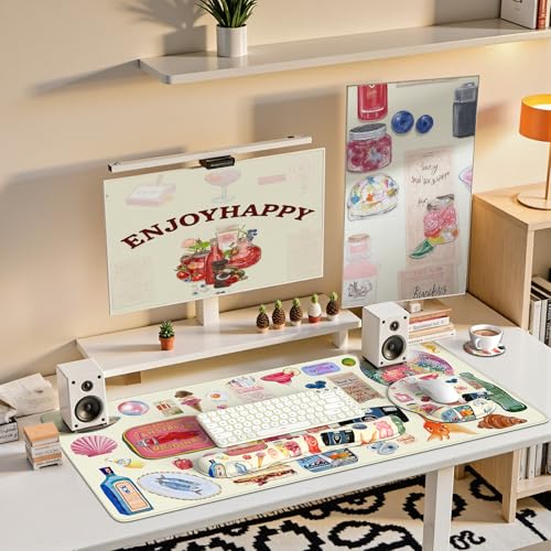 iCasso Desk Pad Mat, Large Mouse Pad and Keyboard Wrist Rest Set, Desk Protector Mat,4in1 Ergonomic Carpal Tunnel Keyboard Pad with Wrist Support for Desktop Home Office Computer - color: Watercolor Stickers