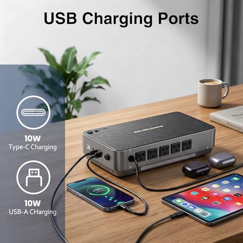 GOLDENMATE Lithium UPS 1000VA 600W + 600VA 360W UPS Battery Backup for Home & Office