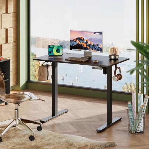 DEVAISE 40 Inch Standing Desk with One-Piece Top, Computer Desk, Black | LED Touchscreen, Headphone Hook, 3 Memory Preset, for Home Office - color: Black, size: 40 Inch