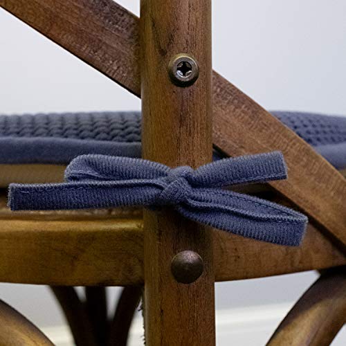 Sweet Home Collection Chair Cushion Memory Foam Pads with Ties Honeycomb Pattern Slip Non Skid Rubber Back Rounded Square 16" x 16" Seat Cover, 4 Pack, Navy 4 Pack - color: Navy, size: 4 Count (Pack of 1)