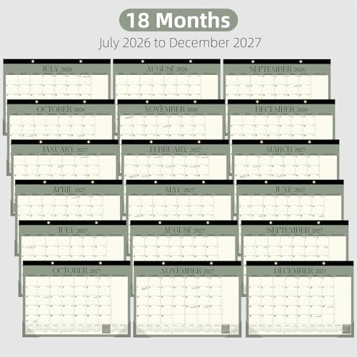Tcamp Desk Calendar 2026-2027, Large Desktop/Wall Monthly Calendar - color: Green, size: 17"x12"(Jul 2026-Dec 2027)