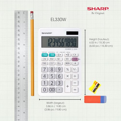 SHARP EL330W Twin Power XL 10-Digit Display