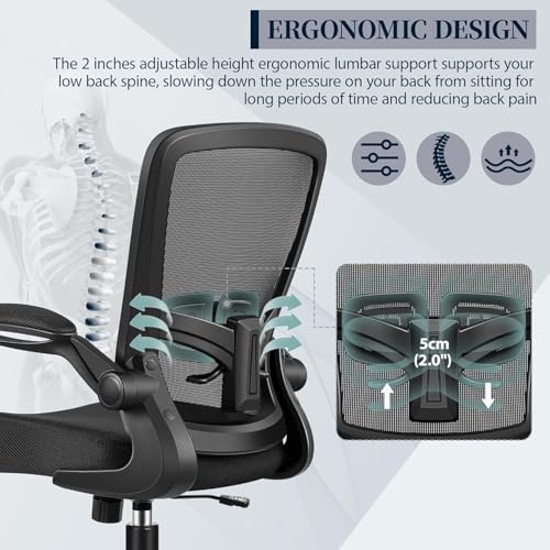 FelixKing Office Chair, Ergonomic Comfy Desk Chair with Flip-up Armrests - color: Black, size: FK918(4-Pack)
