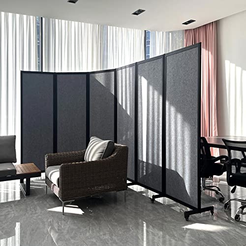 Room Partition,8'5"W x 6'7"H,4 Panel,Grey - color: Grey, size: 100.8"(L)*78.7"(H)