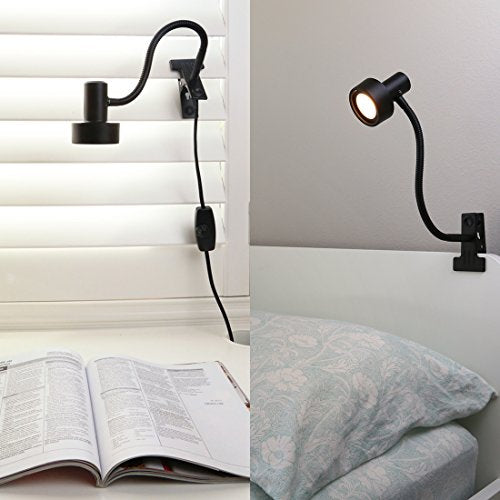 O’Bright Luxor - Dimmable LED Desk Lamp with Gooseneck (Black-Clip on) - color: Black-Clip on